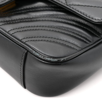 Calfskin Matelasse Mini GG Marmont Shoulder Bag Black