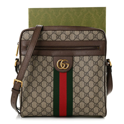 GG Supreme Monogram Web Medium Ophidia Messenger Bag Brown