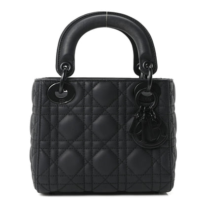 Ultra Matte Calfskin Cannage Mini Lady Dior Black