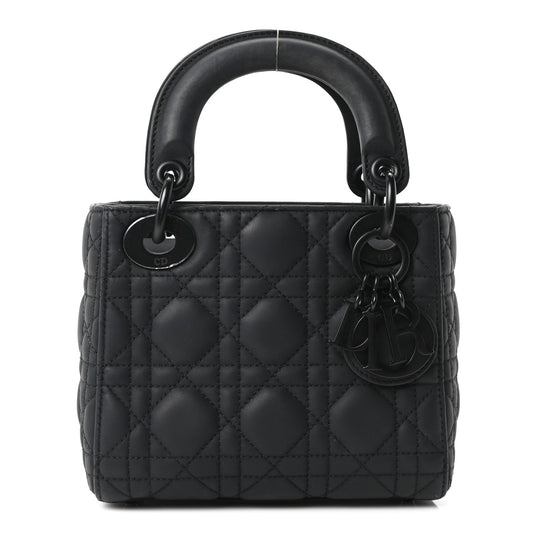 Ultra Matte Calfskin Cannage Mini Lady Dior Black
