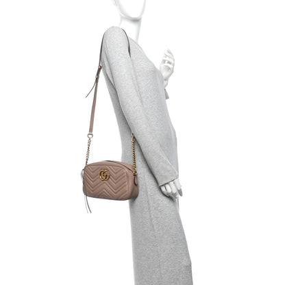 Calfskin Matelasse Small GG Marmont Chain Shoulder Bag Porcelain Rose