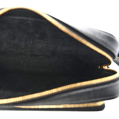 Grained Calfskin Caro Double Pouch Black
