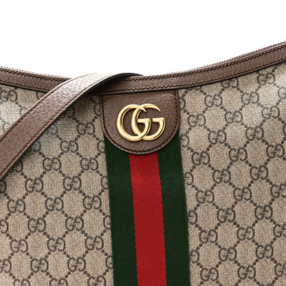 GG Supreme Monogram Web Small Ophidia Half Moon Hobo Brown