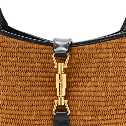 Straw Lux Boarded Dyana Lux Calfskin Small Jackie 1961 Hobo Natural Blue