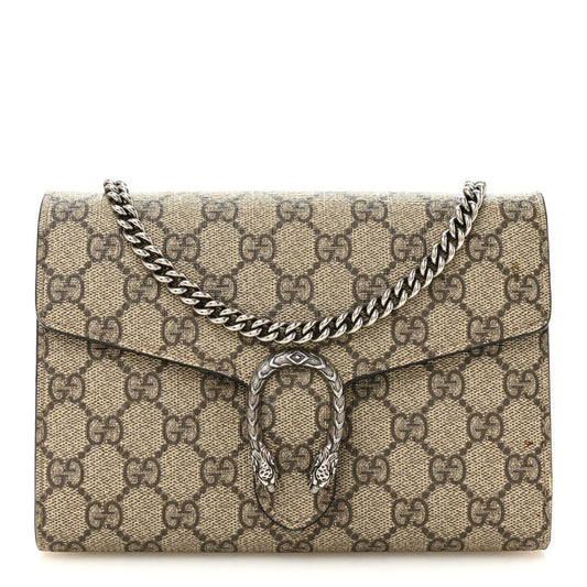GG Supreme Monogram Mini Dionysus Chain Wallet Beige Vulcanic Red