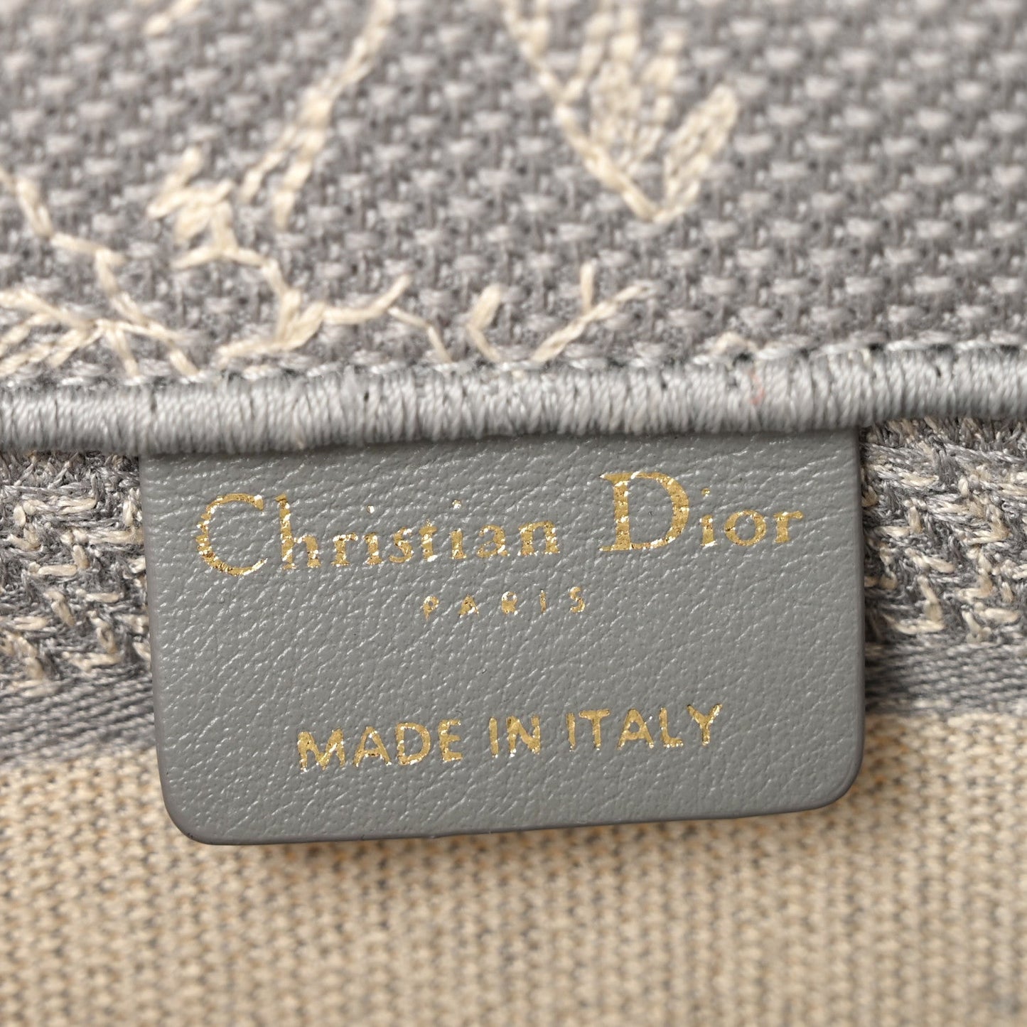 Canvas Embroidered Toile De Jouy Reverse Mini Book Tote With Strap Grey