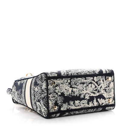 Canvas Toile De Jouy Reverse Embroidered Medium Lady D-Lite Navy