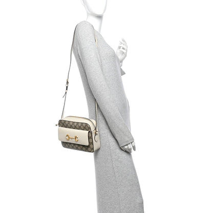GG Supreme Monogram Small Horsebit 1955 Shoulder Bag Beige Mystic White