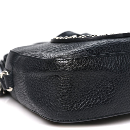 Pebbled Calfskin Studded Small Soho Disco Bag Black