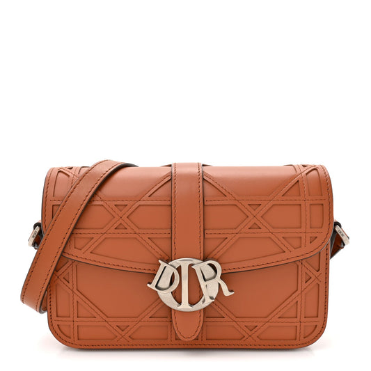 Calfskin Cosmo Laser Cut Cannage Mini Dior Charm Bag Cognac