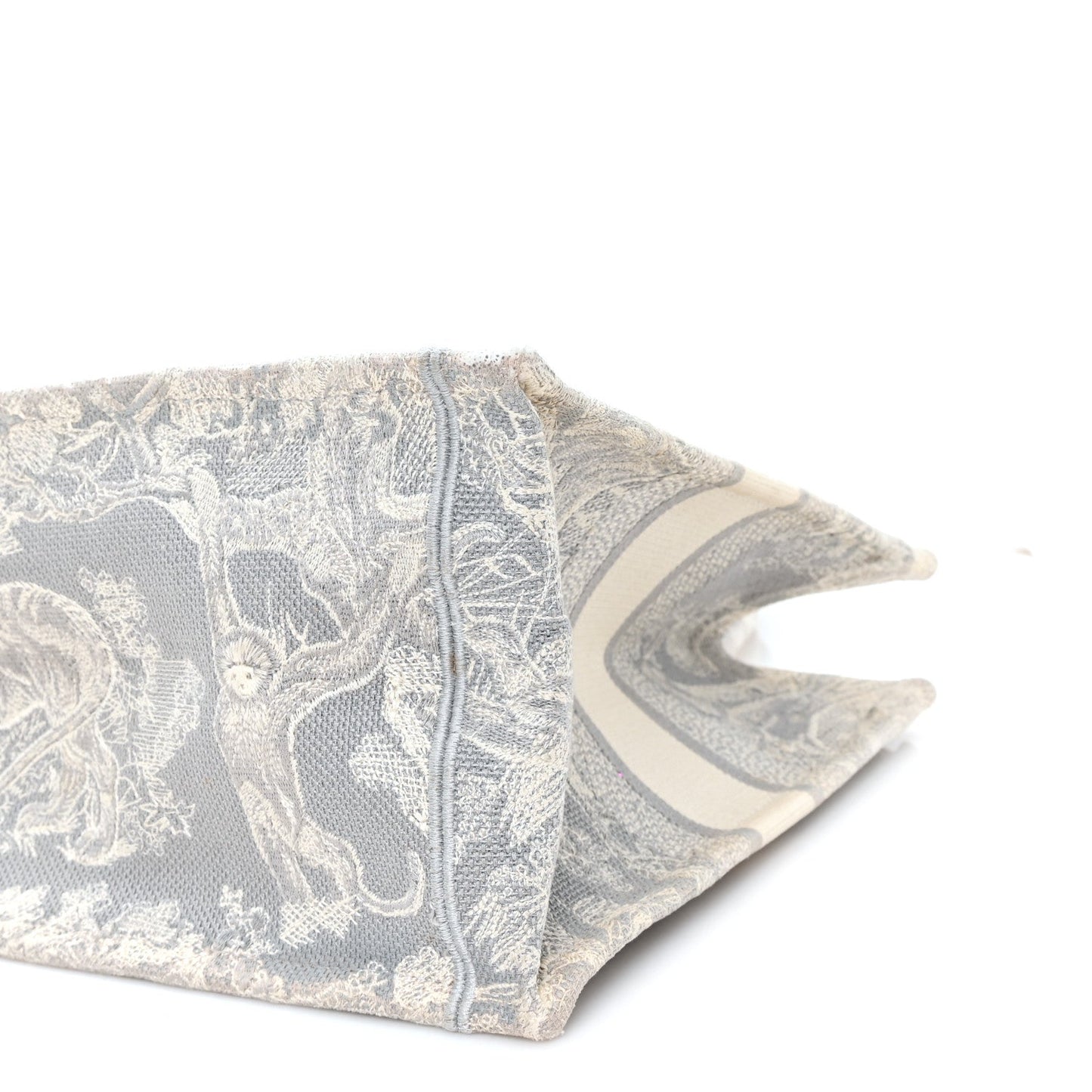 Canvas Embroidered Medium Dioriviera Toile De Jouy Reverse Book Tote Gray