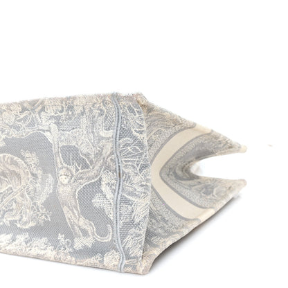 Canvas Embroidered Medium Dioriviera Toile De Jouy Reverse Book Tote Gray