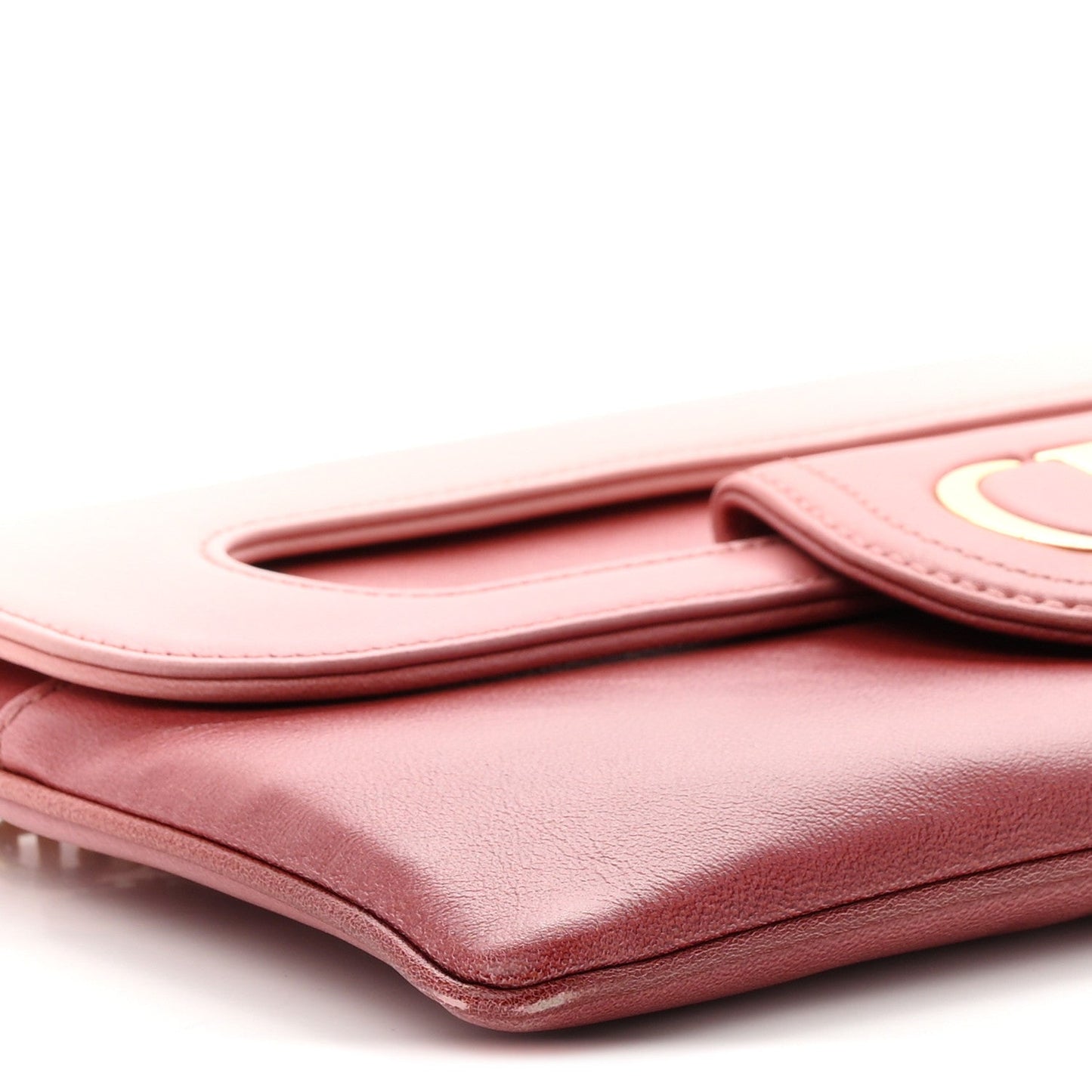 Smooth Calfskin Medium Diordouble Chain Bag Rose Multicolor