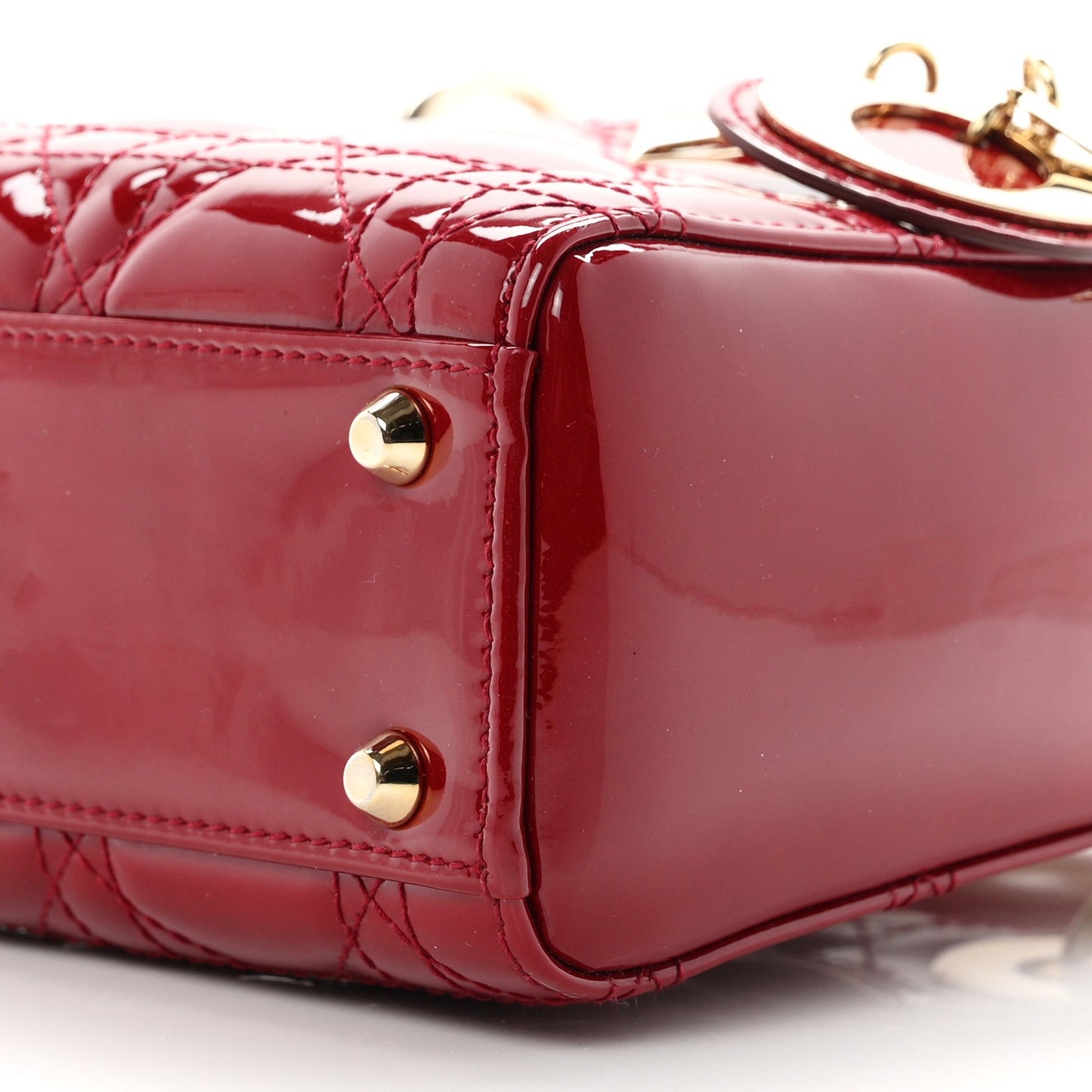 Patent Cannage Mini Lady Dior Red