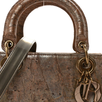 X LEE BUL Treated Calfskin Medium Lady Dior Art Bronze