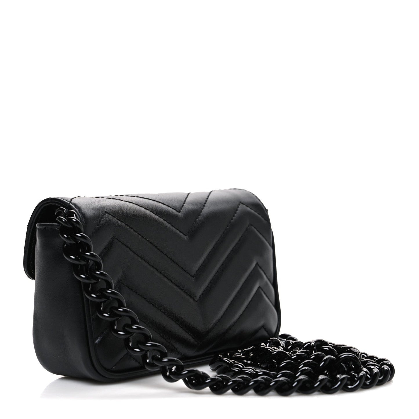 Calfskin Matelasse Monochrome GG Marmont Chain Belt Bag Black