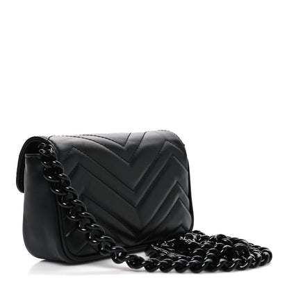Calfskin Matelasse Monochrome GG Marmont Chain Belt Bag Black