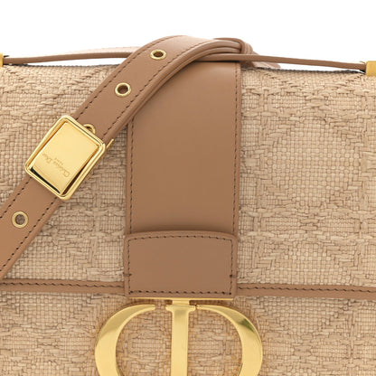 Raffia Calfskin 30 Montaigne Flap Bag Beige