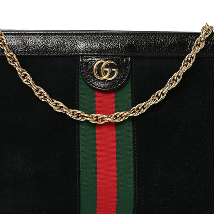 Suede Patent GG Web Medium Ophidia Chain Shoulder Bag Black