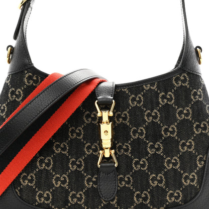 Jacquard Denim GG Monogram Small Jackie 1961 Hobo Black Ivory
