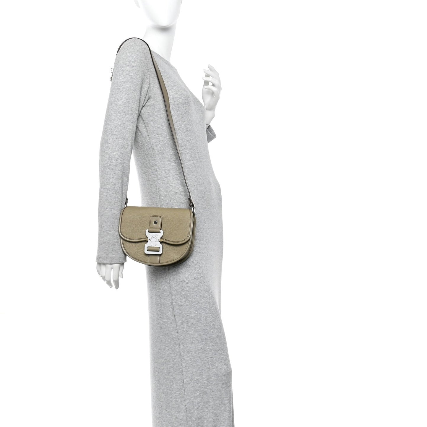 Grained Calfskin Mini Gallop Bag With Strap Beige