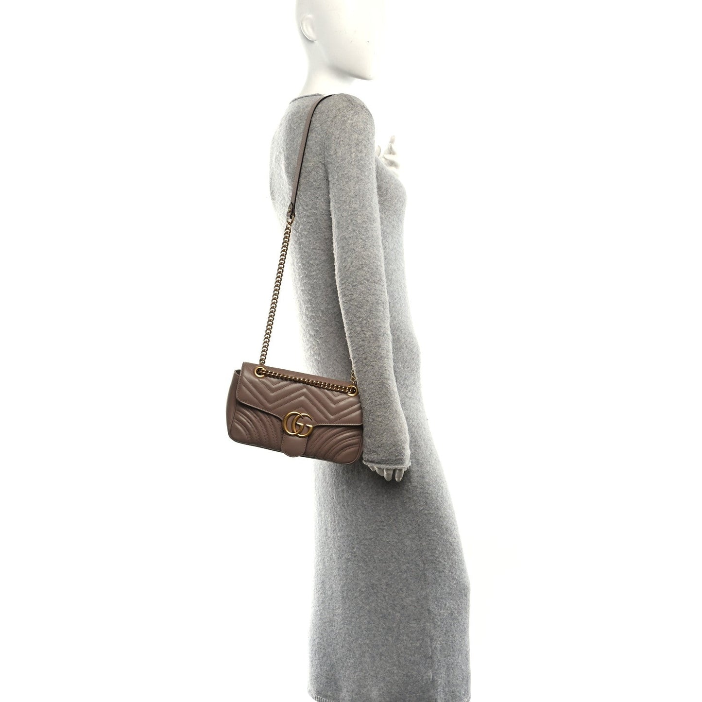 Calfskin Matelasse Small GG Marmont Shoulder Bag Porcelain Rose