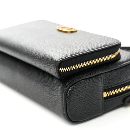 Grained Calfskin Caro Double Pouch Black