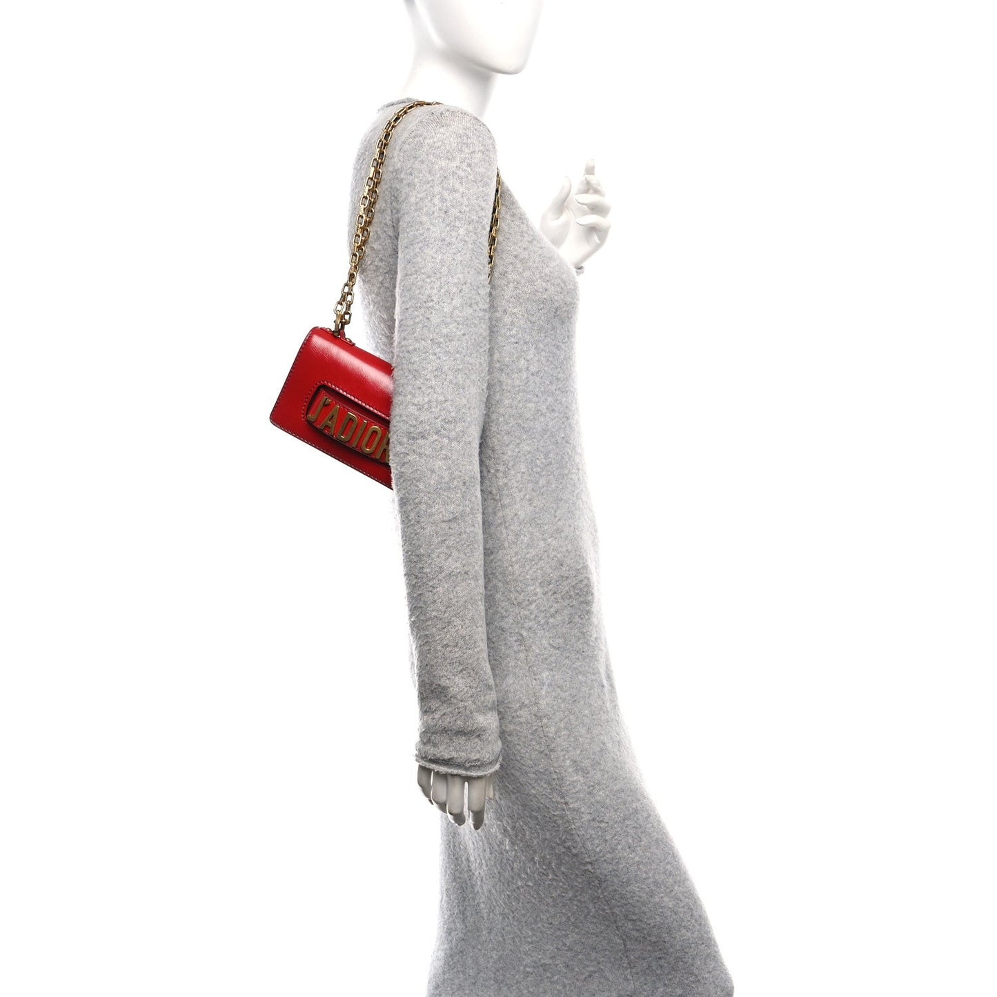 Calfskin J'Adior Chain Flap Bag Red