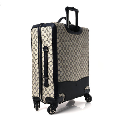 GG Supreme Monogram Textured Dollar Calfskin Web Savoy Cabin Plus Trolley Beige Blue