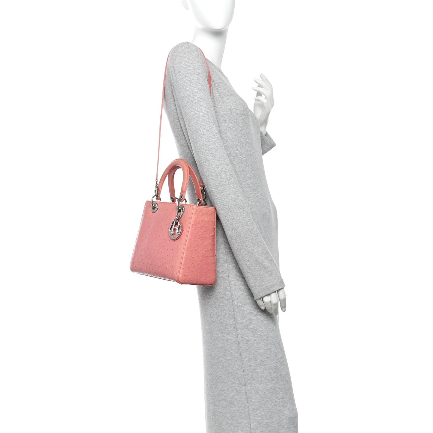 Ostrich Medium Lady Dior Pink
