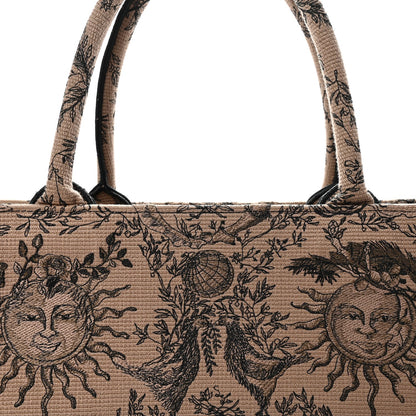 Canvas Embroidered Large Toile de Jouy Soleil Book Tote Beige