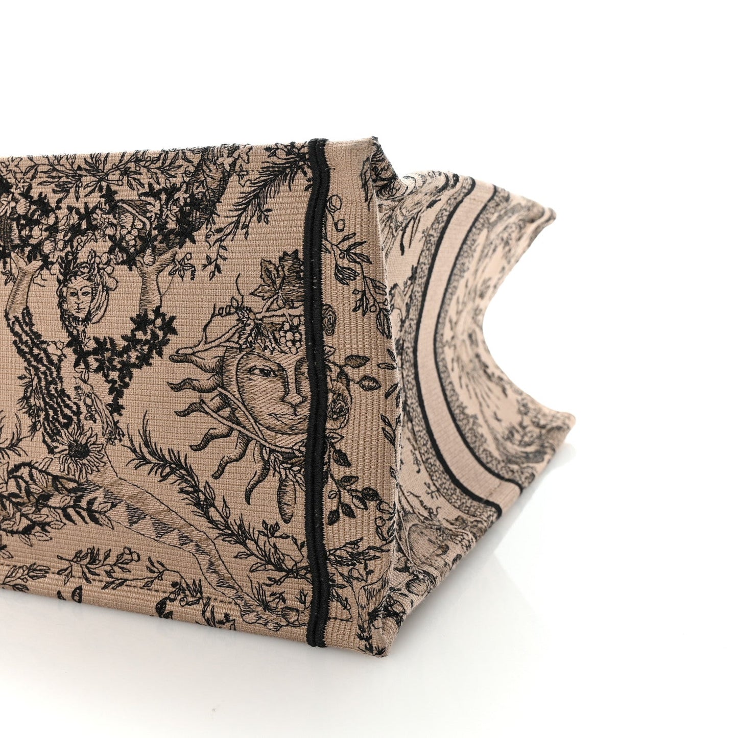 Canvas Embroidered Large Toile de Jouy Soleil Book Tote Beige