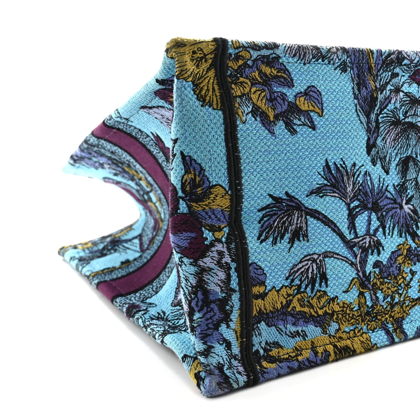 Canvas Embroidered Large Toile de Jouy Voyage Book Tote Celestial Blue