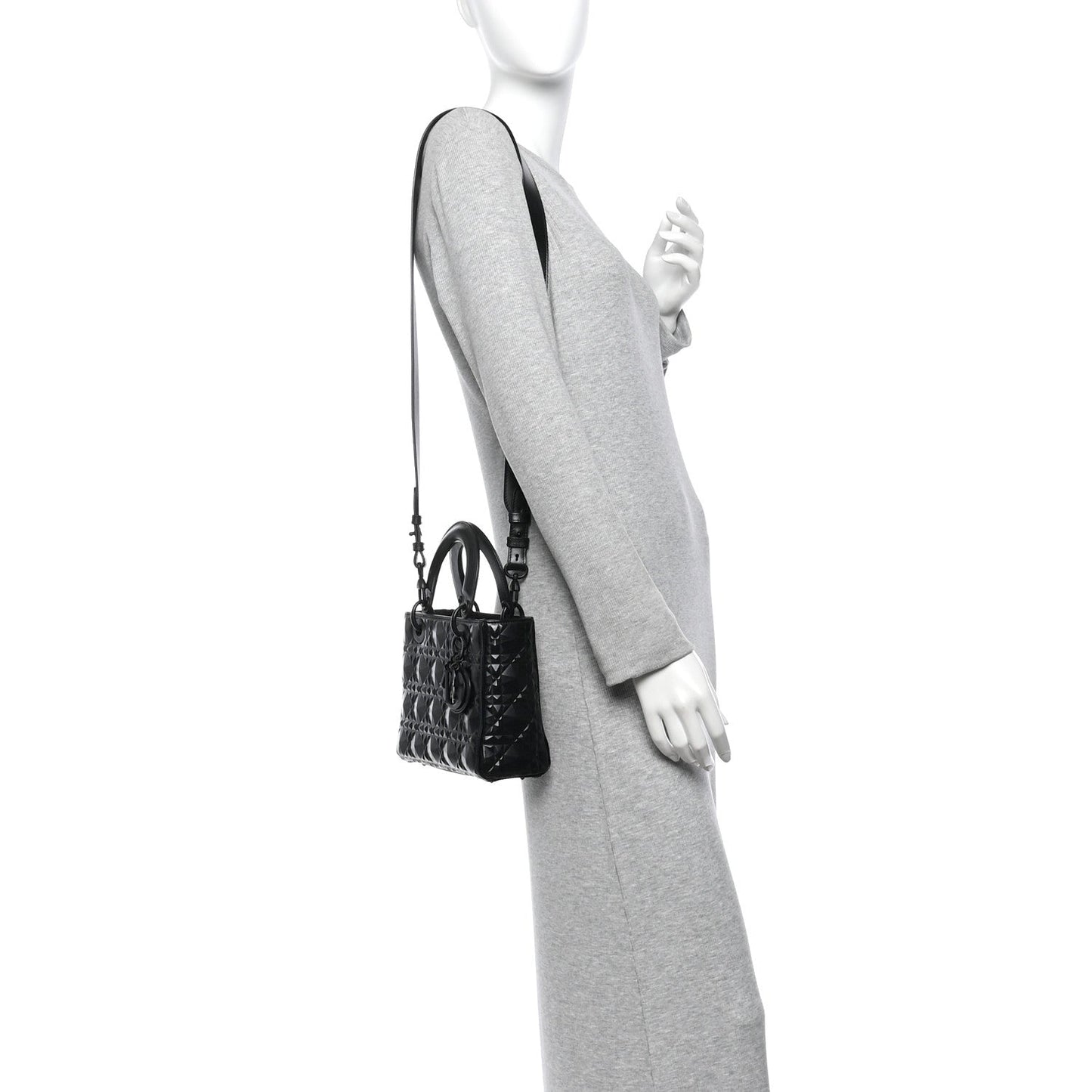 Calfskin Cannage Diamond Small My ABCDior Lady Dior Black