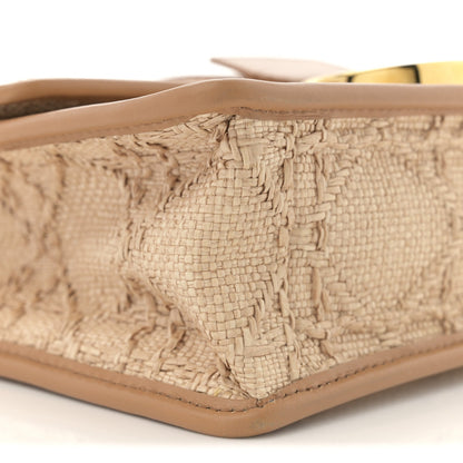 Raffia Calfskin 30 Montaigne Flap Bag Beige