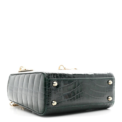 Alligator Crystal Mini Lady Dior Dark Green