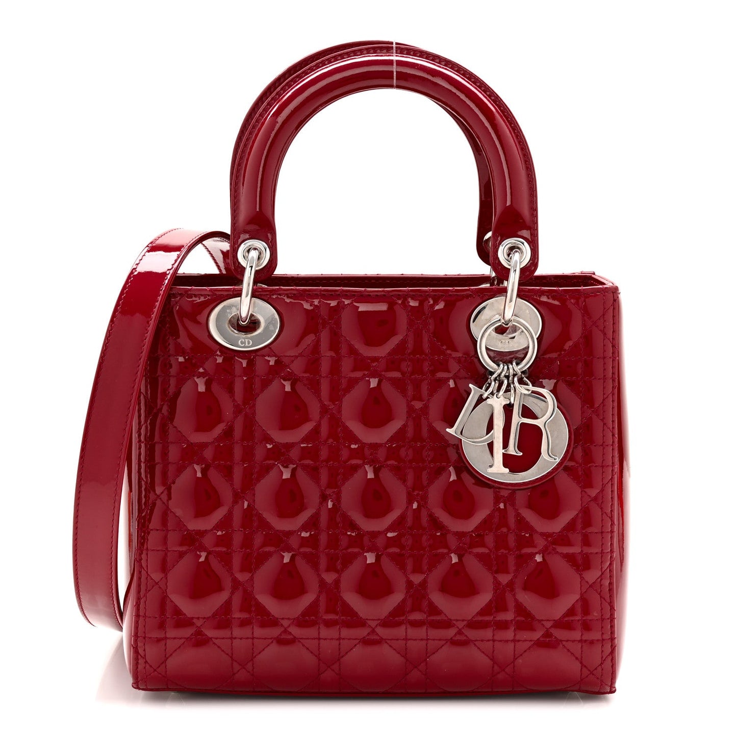 Patent Cannage Medium Lady Dior Red
