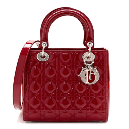 Patent Cannage Medium Lady Dior Red