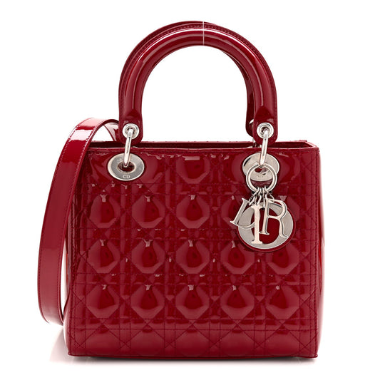 Patent Cannage Medium Lady Dior Red