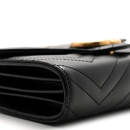 Calfskin Matelasse GG Marmont Chain Wallet Black