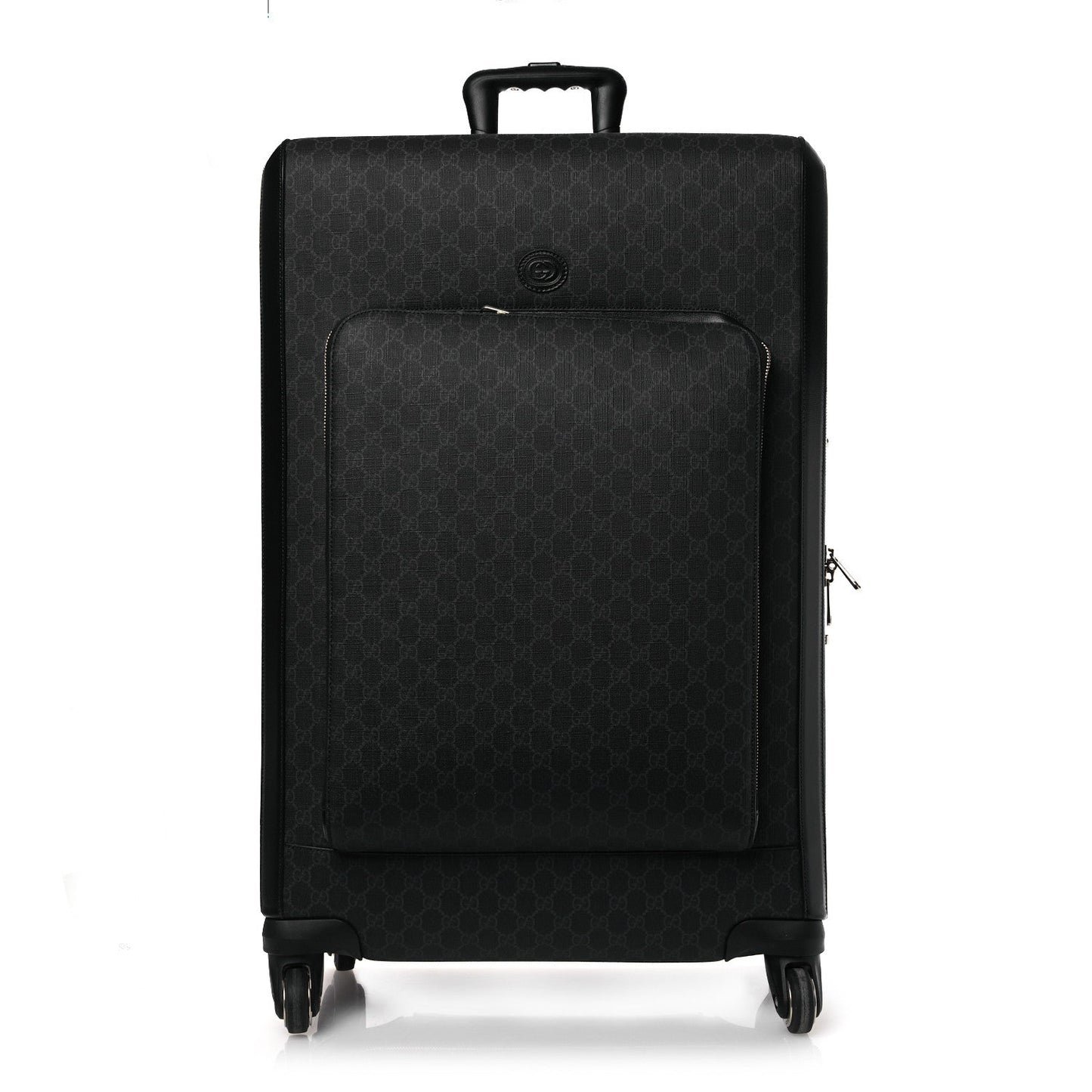 GG Supreme Monogram Large Four Wheel Suitcase Black Grey