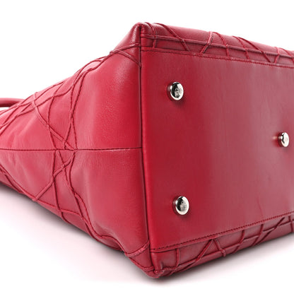 Lambskin Cannage Medium Granville Tote Red