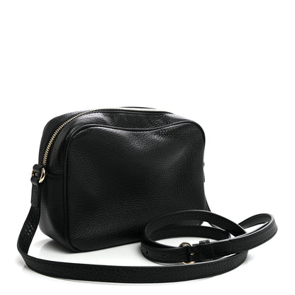 Pebbled Calfskin Small Soho Disco Bag Black