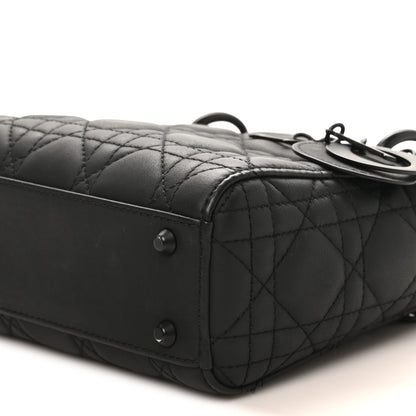 Ultra Matte Calfskin Cannage Mini Lady Dior Black