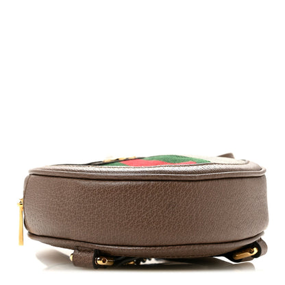 GG Supreme Monogram Web Mini Ophidia Round Backpack Brown