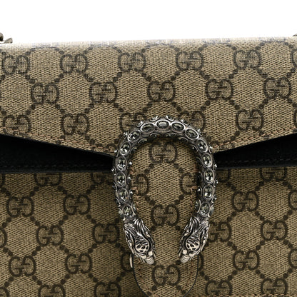 GG Supreme Monogram Suede Crystal Small Dionysus Shoulder Bag Beige Ebony Black