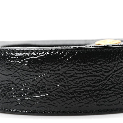 Suede Patent Web Mini Ophidia Round Shoulder Bag Black