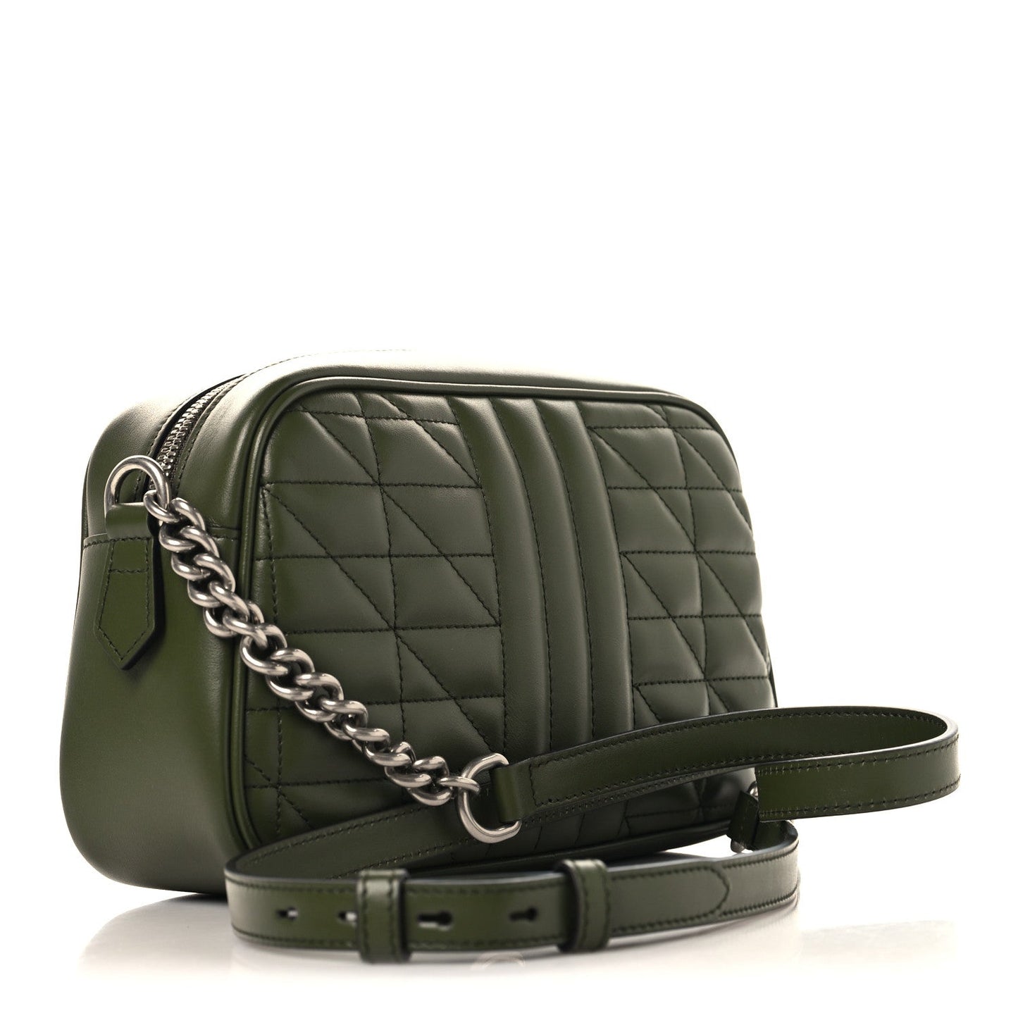 Calfskin Matelasse Aria Small GG Marmont Chain Shoulder Bag Military Wood