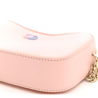 Dollar Calfskin Enamel Super Mini GG Marmont Chain Shoulder Bag Light Pink Blue