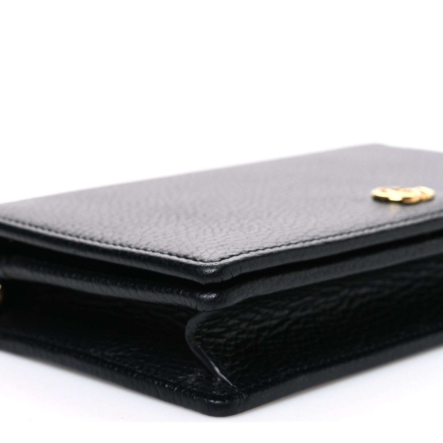 Calfskin Mini GG Marmont Chain Wallet Black